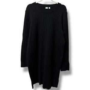 GAP True Black Ribbed Knit Crewneck Sweater Dress Womens XL Long Sleeve Normcore